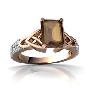   Gold Emerald cut Genuine Smoky Quartz Engagement Ring Size 4 Jewelry