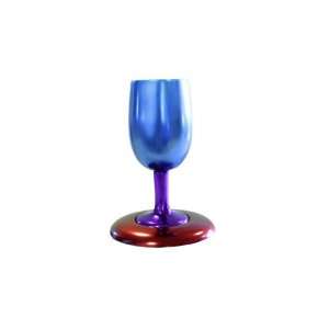 Yair Emanuel Anodized Aluminum Kiddush Cup and Plate in Blue and Red