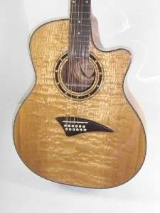 Dean Exotica Quilt Ash Acoustic Electric 12 String Guitar Natural 