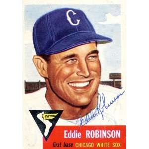  Eddie Robinson Autographed 1953 Topps Card Sports 