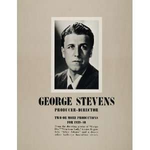  1939 Ad RKO George Stevens Producer Director Portrait 