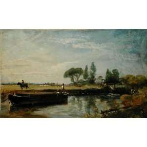 FRAMED oil paintings   John Constable   24 x 14 inches   A Barge below 