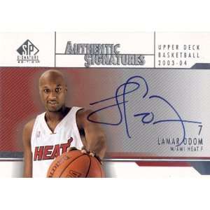 Lamar Odom Signed Ball   2004 UpperDeck AS LO Card