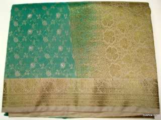 Indian Art Silk handloom Sari Curtain Drape Fabric with Rich pallu and 