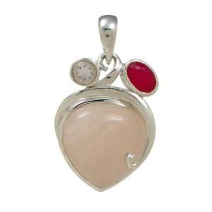  Rose Quartz, Ruby & Moonstone Pendant Jewelry