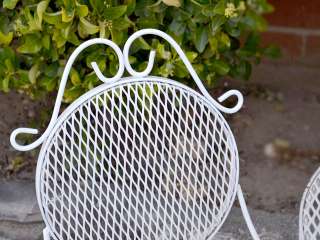 Shabby French Chic Patio Outdoor Cafe Set White Iron  