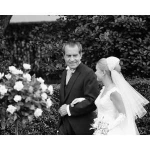  President Richard Nixon & Tricia at Wedding 8x10 Silver 