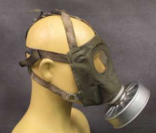 German WWII M 44 Gas Mask & Wood Case Aluminum Filter  