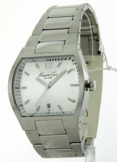 KC3556 Kenneth Cole Mens Large Tonneau Steel Watch NEW 020571054196 