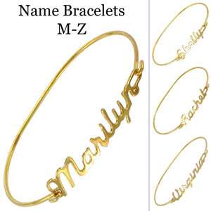70s Gold Tone Wire Name Bracelet   Choice of Name M Z  