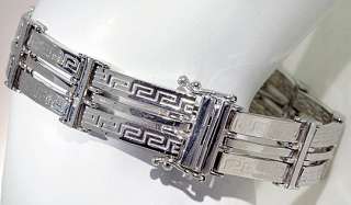 10k White Gold Mens Bracelet Greek Key Design 38.7 grm  