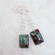 Rare Green Red Grossular Garnet .925 Sterling Silver Necklace  