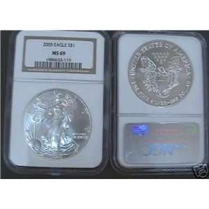    2005 NGC MS 69 American Eagle Silver Dollar 