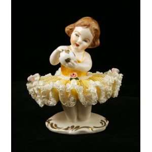  German Dresden Lace Figurine Little Girl Ballerina