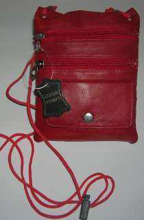 NEW WOMEN/LADY RED CROSSBODY LEATHER SMALL NECK PURSE SATCHEL 