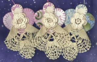 12 Angels handmade from cluney lace doilies, embroidery, quilt tops 