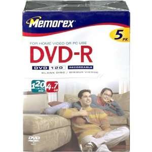  Memorex 4.7GB/120 Minute DVD R Media (5 Pack in Movie 