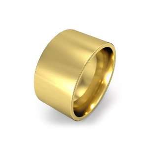 16.9g Mens Flat Wedding Band 12mm Comfort Fit 18k Yellow Gold Ring (8 