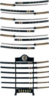 Historic Famous Samurai Collection, Set of 6 Katana Swords w/Display 
