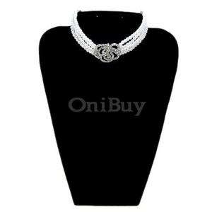   Velvet Jewelry Necklace Earring Mannequin Bust Display Stand Holder O1