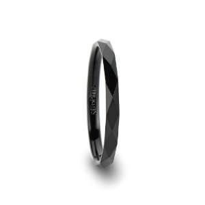  Diamond Faceted 2mm Black Tungsten Ring for Women   FREE Engraving 
