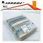 RK2 1/4W 1% Metal Film Resistor Kit 140 Values (Total 1400Pcs)
