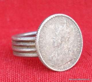 VINTAGE ANTIQUE TRIBAL OLD SILVER COIN RING INDIAN  