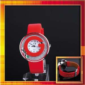   Black G Form Dial Watch Red Adjustable Imitation Leather Strap 1pcs