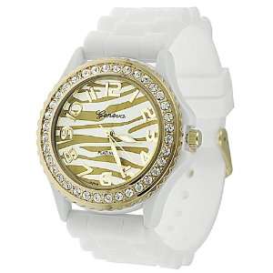  Geneva Womens Platinum White Silicone Watch Geneva 
