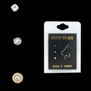  9kt Gold Bend To Fit Nose Studs   3pcs/pack   Multi Packs 