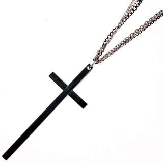 Womens Large CROSS Necklace METAL Chain Goth Punk Club  