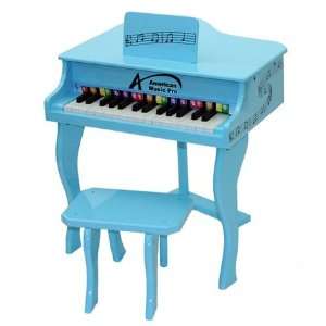   30 key Toy Baby blue Wood Piano with Seat Musical Instruments
