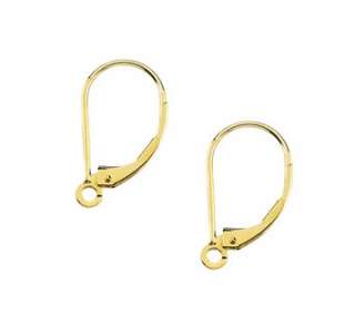 pcs (1 Pair) 18K Yellow Gold Lever Back Earring Finding  