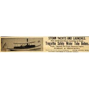 1895 Ad Tregurtha Murray Safety Water Tube Boiler Yacht   Original 
