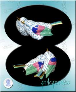 Herend Love Birds   Turquoise Fishnet   Aviary Collection  
