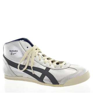 Onitsuka Tiger Mens Sneakers Mexico Mid Runner Silver Leather  