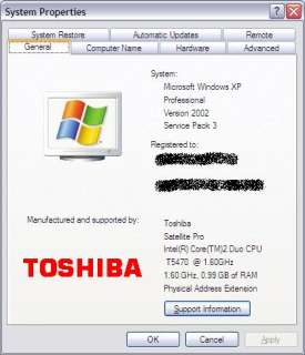 Toshiba Satellite Pro A200 Laptop Core 2 Duo 1.6 GHz Chinese Windows 
