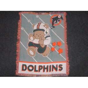  MIAMI DOLPHINS 36 x 48 Triple Woven Jacquard BABY KNIT 