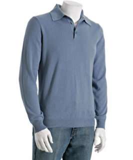 Armani light blue cashmere polo collar sweater  