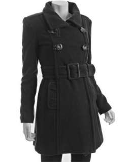2xpose black wool blend double breasted trenchcoat   