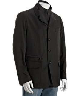 Corneliani black cotton blend double collar jacket   