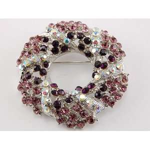   Rhinestone Fashion Reef Wreath Winter Holiday Pin Brooch Jewelry