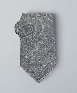 Elie Tahari grey paisley pattern silk tie