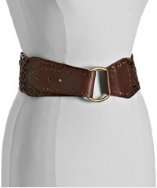 Fashion Focus brown braided leather wide belt style# 306927401