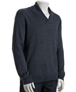 Joseph Abboud denim blue wool blend shawl collar sweater   up 