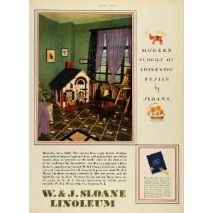  1929 Ad W J Sloane Linoleum Flooring Childrens Room Toys 