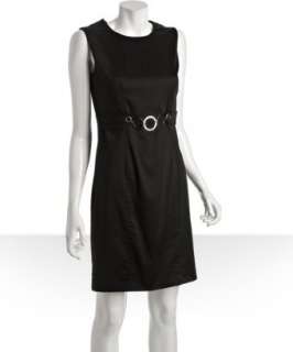 Marc New York black sateen silver belted sheath dress  BLUEFLY up to 