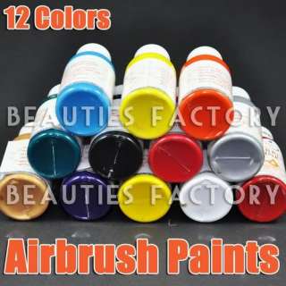 12 COLOR PRO AIRBRUSH PAINTS Nail Art Ink #109  