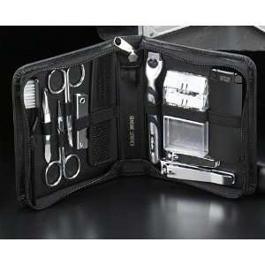   Manicure/shave Set with Mach 3 Razor in Black Leather Case Beauty