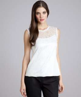Elie Tahari white sequin lace Theresa blouse  BLUEFLY up to 70% off 